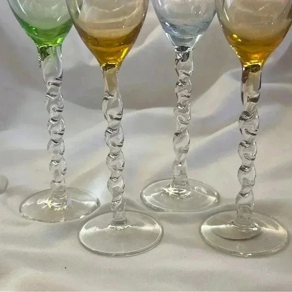 CELLINI Vintage 90s Handblown Rainbow Colored Glasses Set of 6 - Picture 2 of 3